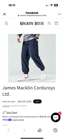 a screenshot of james macklin corduroys ltd