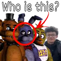 five nights at freddy 's bonnie and chica are standing next to a boy with glasses
