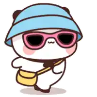 a cartoon panda bear wearing sunglasses and a hat