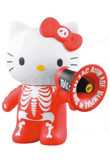 a hello kitty with a skeleton holding a megaphone that says vampire