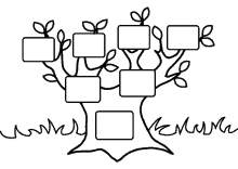 a black and white drawing of a family tree with squares on it