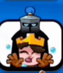 a cartoon character with a crown on her head and a helmet on his head .