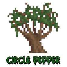 a pixel art tree with the words circle pepper underneath it