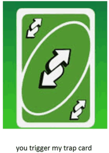 a green uno card with two arrows on it