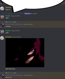 a screenshot of a discord conversation between tempest and kaydee