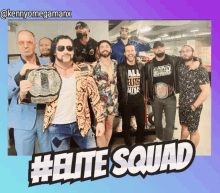 a group of men standing next to each other with the words elite squad written below them