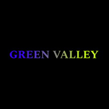 a black background with green valley written in purple and green