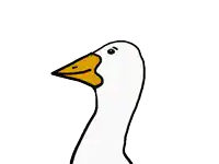 a cartoon drawing of a white duck with a yellow beak shouting .
