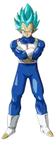 a cartoon character with blue hair is standing with his arms crossed in front of a white background