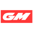 the gm logo is a red and white logo on a white background .