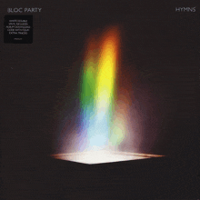 the album cover for bloc party hymns has a rainbow coming out of a box