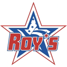 a red white and blue star with the word roy 's inside of it