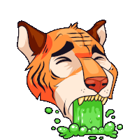 a cartoon illustration of a tiger with its tongue out