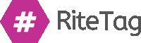 a logo for rite tag with a hashtag