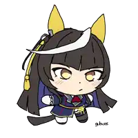 a drawing of a girl with a yellow ear and the name gubwas below it