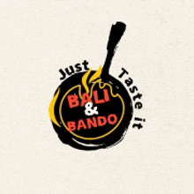 a logo for bali & bando with a frying pan and a spoon