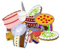 a bunch of different types of cakes including a pizza