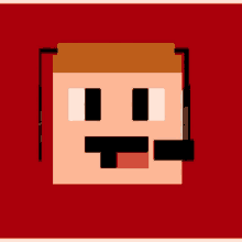 a pixel art of a man with a headset on