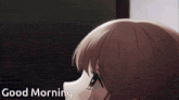 a picture of a girl with the words good morning below it