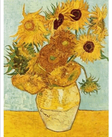 a painting of sunflowers in a vase with the name vincent on it