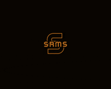 a logo that says sams on a dark background