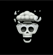 a skull with a cloud coming out of its head