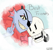 a drawing of a skeleton and a demon with the words best friends written on the bottom