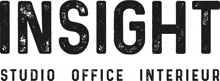 a black and white logo for insight studio office interior