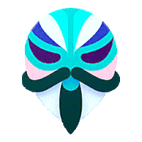 a colorful mask with a mustache and a tie on a white background .