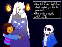 a cartoon of sans and toriel talking about sans