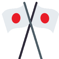 a pair of chopsticks crossed over a pair of japanese flags