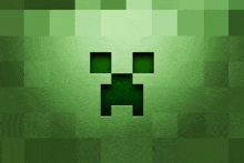 a minecraft creeper face is on a green background