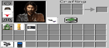a crafting screen with a picture of a man and various items