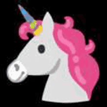 a unicorn with a pink mane and a rainbow horn .