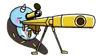 a cartoon character is holding a sniper rifle with a circle in the center