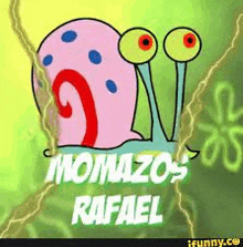 a picture of gary the snail from spongebob squarepants with a lightning bolt behind him .