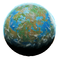 an artist 's impression of a globe with a blue sky