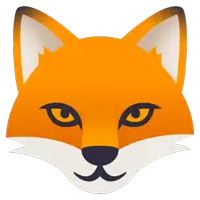 an orange fox with black eyes and a white nose