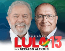 lula 13 vice geraldo alckmin is the name of the candidate