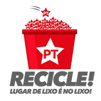 a red container with a pt star on it