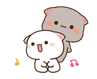 a cartoon of a cat sitting on top of a white cat