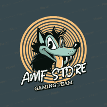 an amf store gaming team logo with a cartoon wolf