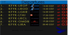 a departures board at beverly hills international airport on december 23