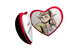 a heart shaped mirror with a picture of a girl and the words " i understand " on the side