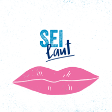 a drawing of a woman 's mouth with a blue object above it that says sin