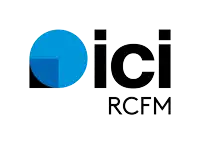 a logo for ici rcfm with a blue circle in the center