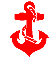 a red anchor with a white rope around it on a white background