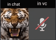 a picture of a tiger with its mouth open next to a picture of a microphone with a red line through it .