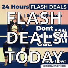 an advertisement for flash deals today with a woman in the background