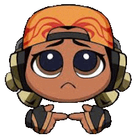 a cartoon character wearing headphones and a bandana is pointing at the camera .